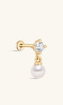 kosiner sieraden 14K massief gouden elegante parel hanger oor piercing stud