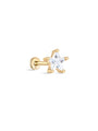 kosiner jewelry 14K Solid Gold Pentagram Zircon Ear Piercing Stud