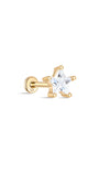 kosiner jewelry 14K Solid Gold Pentagram Zircon Ear Piercing Stud