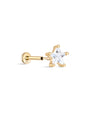 kosiner jewelry 14K Solid Gold Pentagram Zircon Ear Piercing Stud