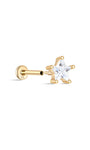 kosiner sieraden 14K massief gouden pentagram zirkoon oor piercing stud