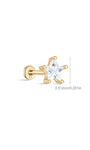 kosiner sieraden 14K massief gouden pentagram zirkoon oor piercing stud