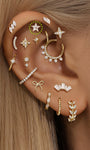 kosiner sieraden 14K massief gouden pentagram zirkoon oor piercing stud