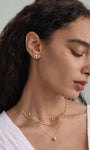KOSINER 14K Gold Leaf Marquise CZ Stud, Delicate Nature-Inspired Curated Ear Look