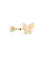 kosiner jewelry 14K Solid Gold Butterfly Glossy Ear Piercing Stud