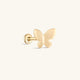 Clou de perçage d'oreille brillant papillon en or massif 14 carats