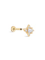 kosiner jewelry 14K Solid Gold Four Leaf Clover Ear Piercing Stud