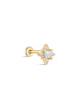 kosiner jewelry 14K Solid Gold Four Leaf Clover Ear Piercing Stud