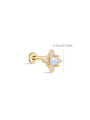 kosiner jewelry 14K Solid Gold Four Leaf Clover Ear Piercing Stud