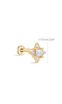 gioielli kosiner Stud per piercing all'orecchio in oro massiccio 14 carati con quadrifoglio