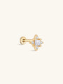 kosiner jewelry 14K Solid Gold Four Leaf Clover Ear Piercing Stud