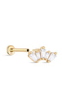 kosiner jewelry 14K Solid Gold Crown Zircon Ear Piercing Stud