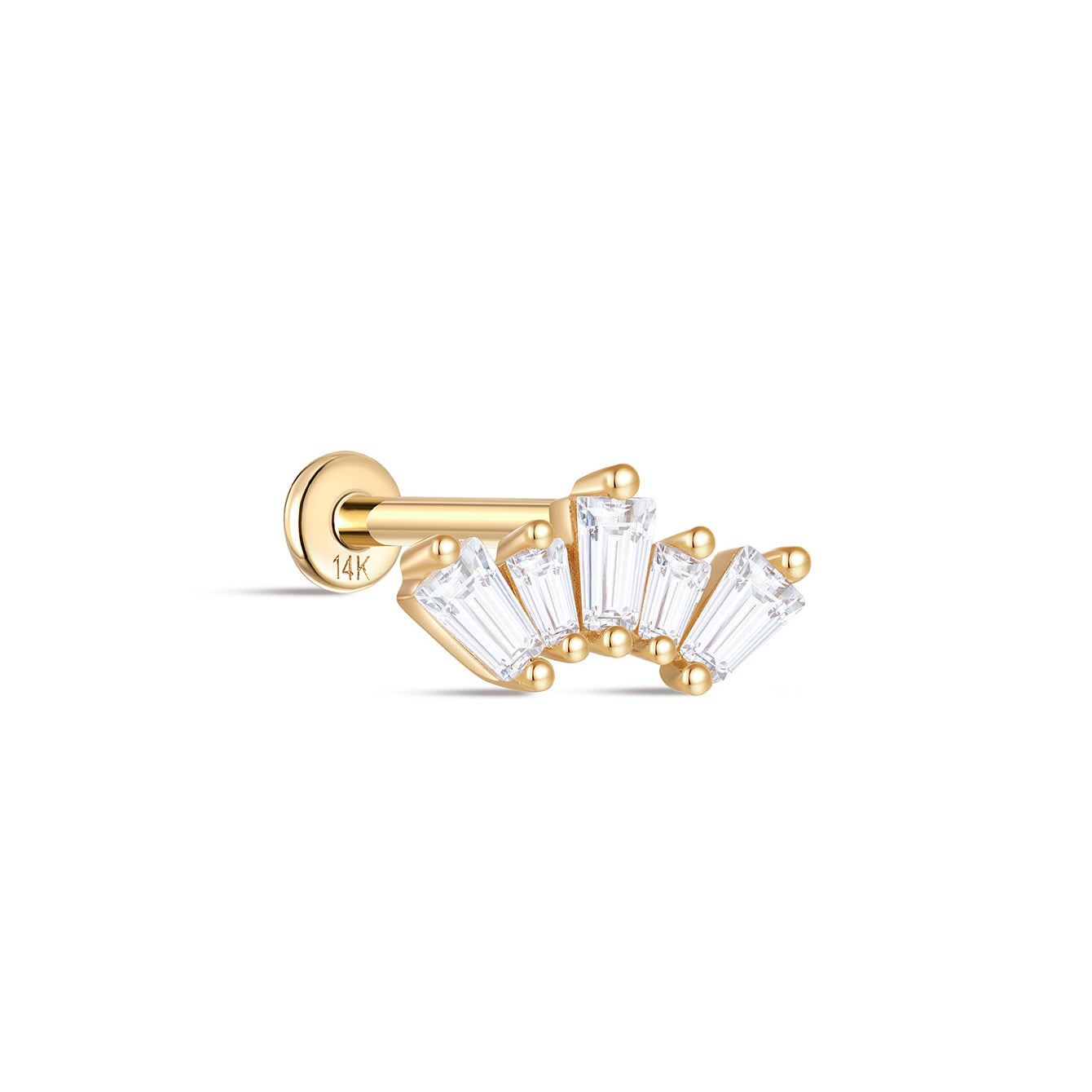 kosiner jewelry 14K Solid Gold Crown Zircon Ear Piercing Stud
