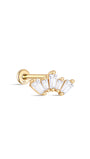 kosiner jewelry 14K Solid Gold Crown Zircon Ear Piercing Stud