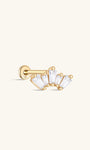 kosiner jewelry 14K Solid Gold Crown Zircon Ear Piercing Stud