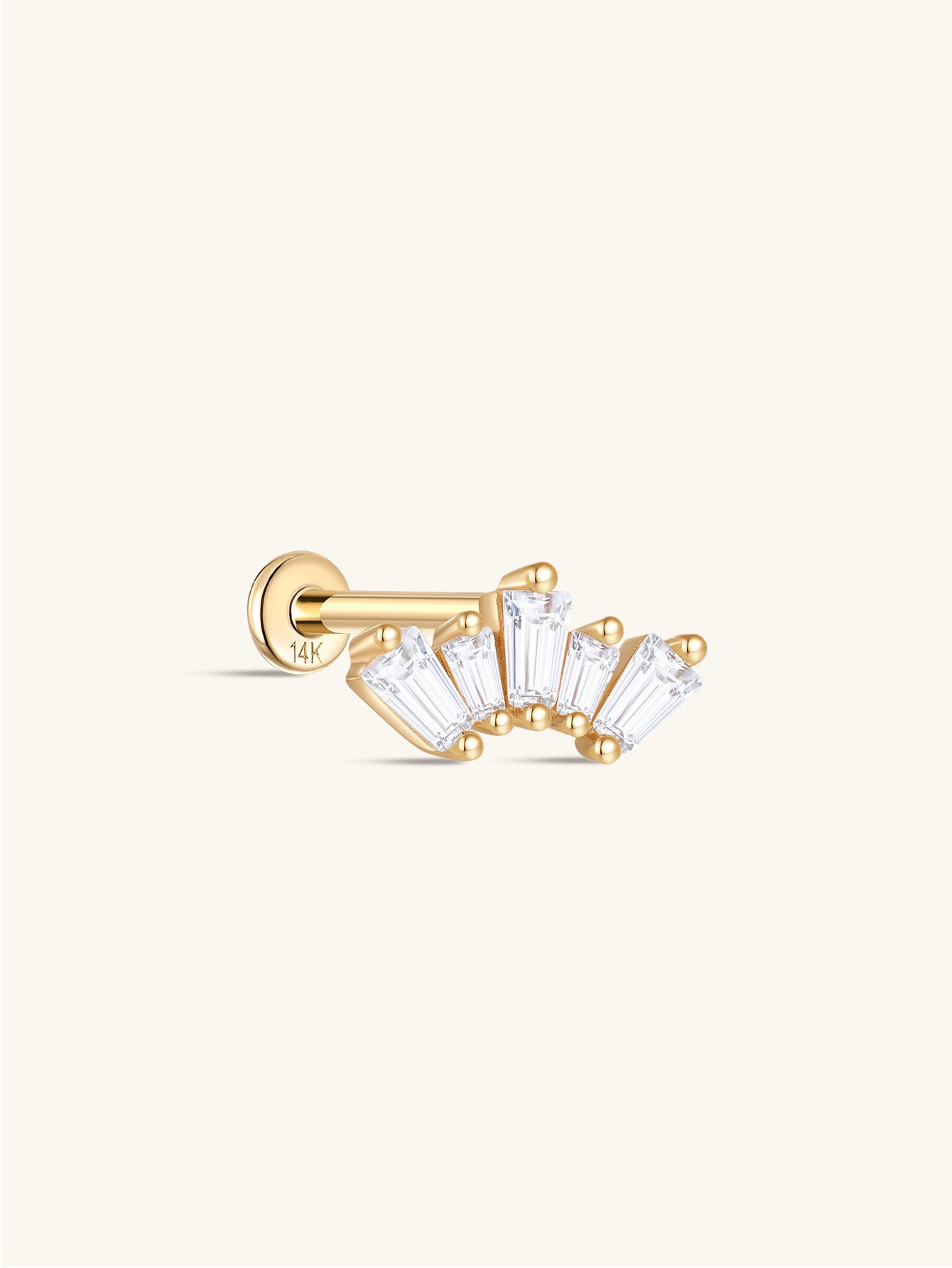 kosiner jewelry 14K Solid Gold Crown Zircon Ear Piercing Stud