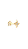 kosiner jewelry 14K Solid Gold Sparkly Flare Star Ear Piercing Stud
