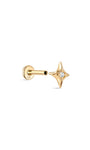 Kosiner joias em ouro maciço 14K brilhante flare estrela piercing de orelha