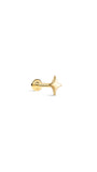14K Solid Gold  Shining Star Glossy Ear Piercing Stud