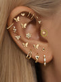 kosiner jewelry 14K Solid Gold Shining Star Glossy Ear Piercing Stud