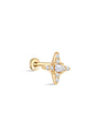 kosiner jewelry 14K Solid Gold Pave Radiant Star Ear Piercing Stud