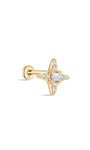 kosiner sieraden 14K massief goud Pave stralende ster oor piercing stud