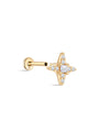 kosiner jewelry 14K Solid Gold Pave Radiant Star Ear Piercing Stud