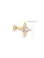 kosiner jewelry 14K Solid Gold Pave Radiant Star Ear Piercing Stud
