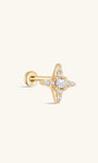 kosiner sieraden 14K massief goud Pave stralende ster oor piercing stud