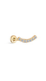 kosiner jewelry 14K Solid Gold Pave Crescent Ear Piercing Stud