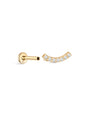 kosiner jewelry 14K Solid Gold Pave Crescent Ear Piercing Stud