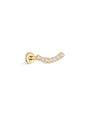 kosiner jewelry 14K Solid Gold Pave Crescent Ear Piercing Stud