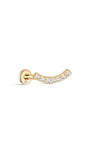 kosiner jewelry 14K Solid Gold Pave Crescent Ear Piercing Stud