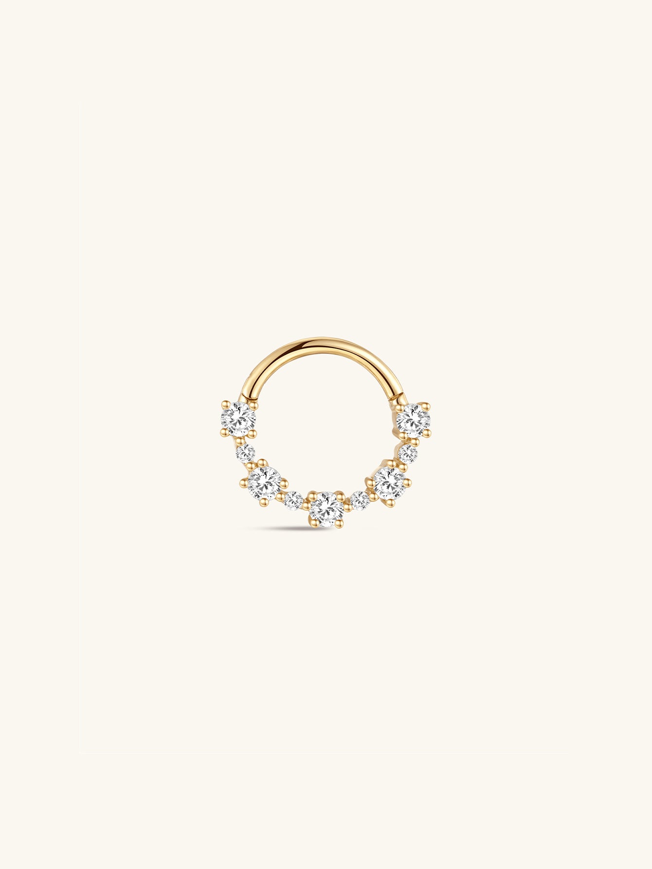 14K massief gouden kristallen Daith oor piercing ring hoepel