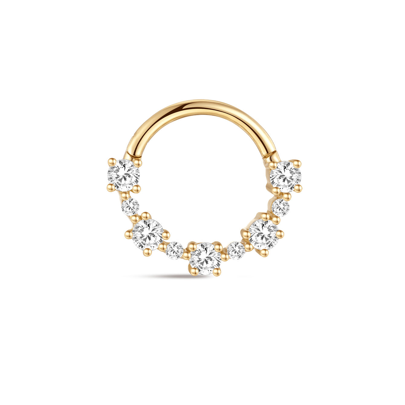 kosiner jewelry 14K Solid Gold Crystal Daith Ear Piercing Ring Hoop