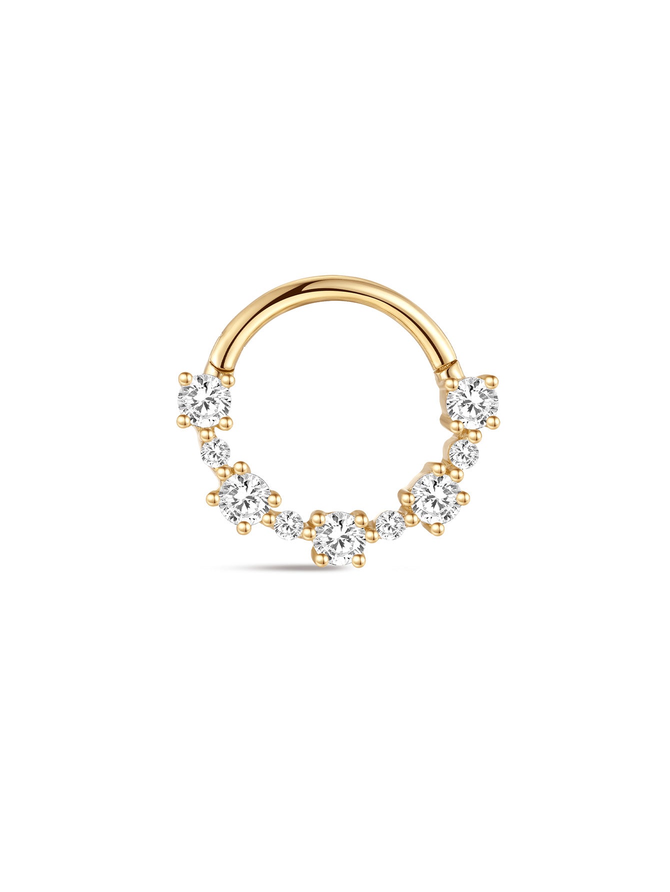 kosiner jewelry 14K Solid Gold Crystal Daith Ear Piercing Ring Hoop