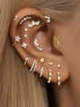 kosiner jewelry 14K Solid Gold Triple Ball Ear Piercing Stud