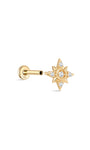 Kosiner bijoux 14K solide quatrefeuille Zircon oreille Piercing Stud