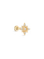 kosiner jewelry 14K Solid Quatrefoil Zircon Ear Piercing Stud
