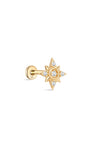 Kosiner bijoux 14K solide quatrefeuille Zircon oreille Piercing Stud