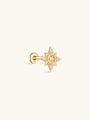 kosiner jewelry 14K Solid Quatrefoil Zircon Ear Piercing Stud