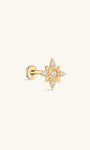 Kosiner bijoux 14K solide quatrefeuille Zircon oreille Piercing Stud