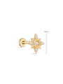 kosiner jewelry 14K Solid Quatrefoil Zircon Ear Piercing Stud