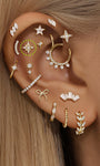 Kosiner bijoux 14K solide quatrefeuille Zircon oreille Piercing Stud
