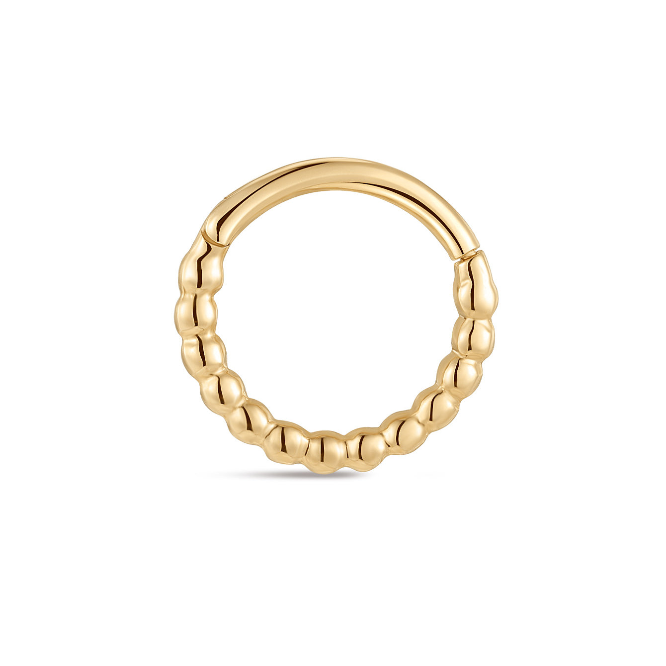 kosiner jewelry 14K Solid Gold Smooth Ball Ear Piercing Ring Hoop