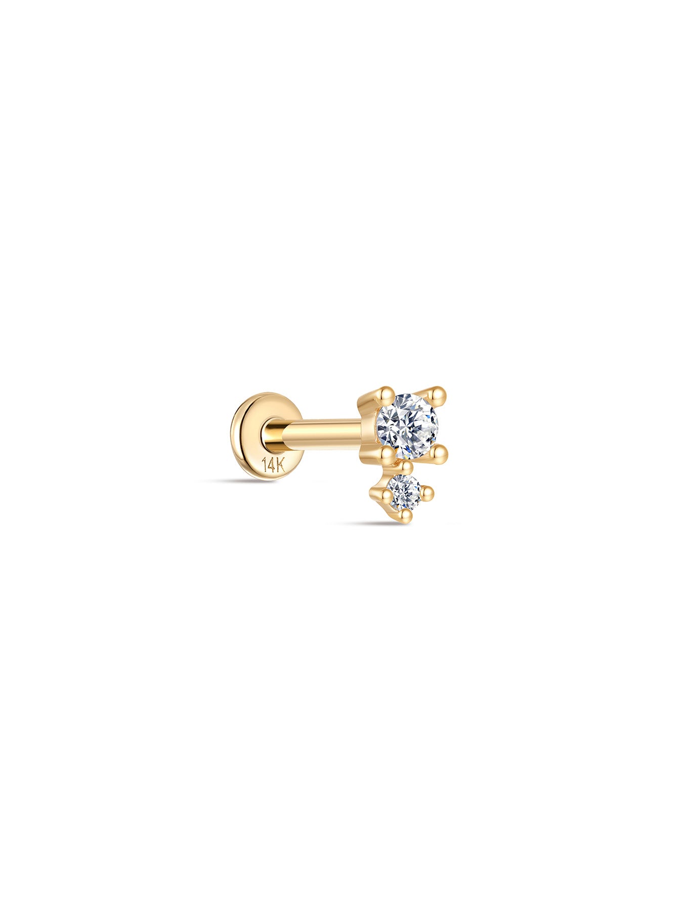 kosiner jewelry 14K Solid Gold Splicing Zircon Ear Piercing Stud