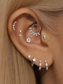 kosiner jewelry 14K Solid Gold Splicing Zircon Ear Piercing Stud