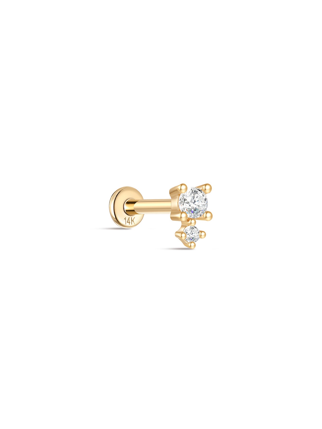 kosiner jewelry 14K Solid Gold Splicing Zircon Ear Piercing Stud
