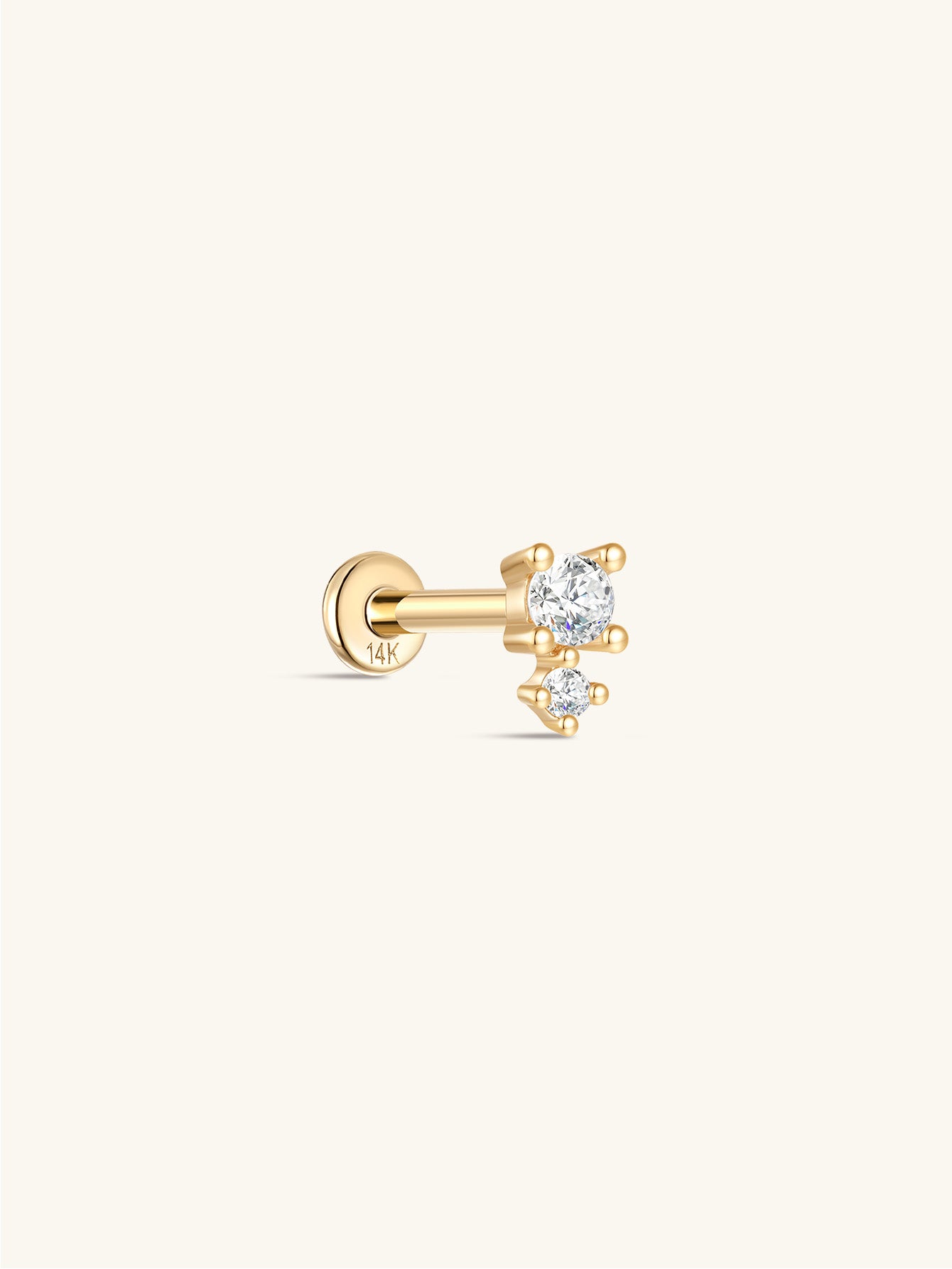 kosiner jewelry 14K Solid Gold Splicing Zircon Ear Piercing Stud