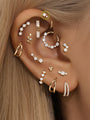 kosiner jewelry 14K Solid Gold Splicing Zircon Ear Piercing Stud